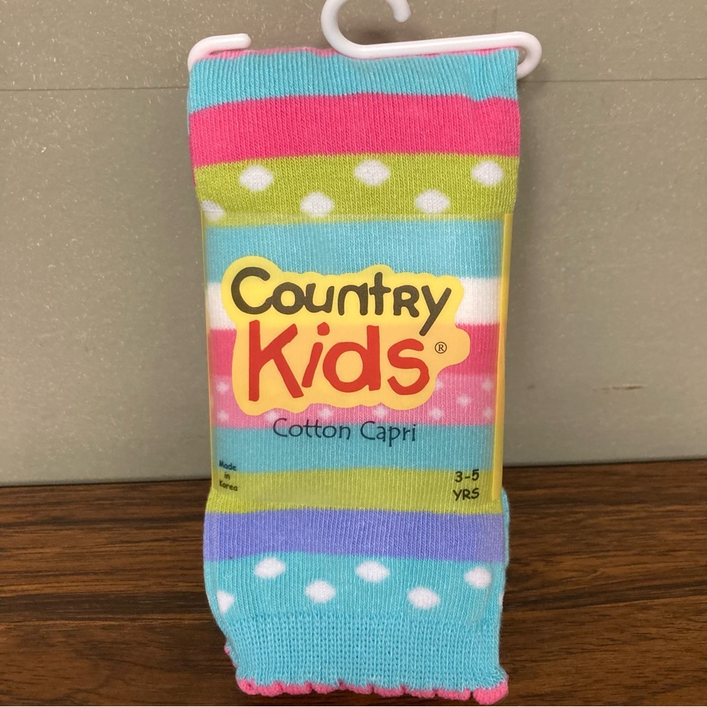$1 NWT Country Kids Cotton Capri Candy Colorblock Aqua 3-5 Years (BUNDLE ONLY)